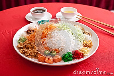 Asian Prosperity Toss, Lohei, Yusheng, yee sang Stock Photo